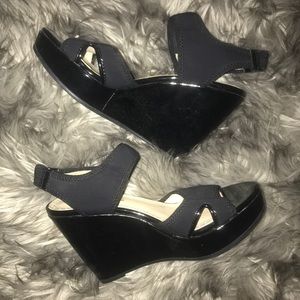 Black wedge sandals